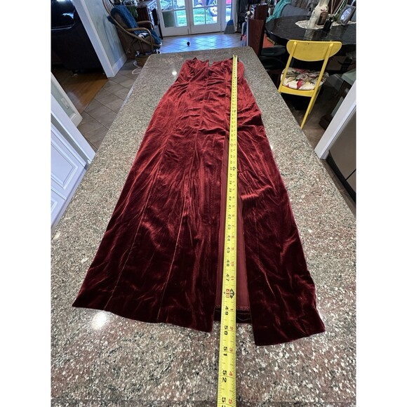 Vintage Dollar Prom Dress Velour Velvet Wine‎ Purple Maxi Halter Slit Formal 90s - Picture 11 of 11